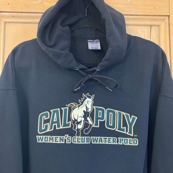 Jerzees Womens Vintage Y2K Cal Poly Water Polo Horse Hoodie Size XL Black SP EXC - Picture 1 of 8